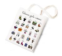 Tuilia Gilmore Girls Alphabet Canvas Tote Bag Funny Cotton Reusable Tote Shoulder Bag Present for Friends Fans Women Men Beige 8, Beige 8, M