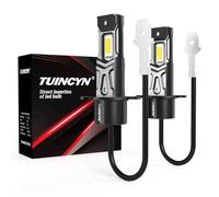 TUINCYN 2024 Upgraded H3 LED Headlight Bulb, + 600% Brightness 1:1 Mini Size 16000LM 80W 12V 6000K White Fanless H3 LED Fog Light Bulb, Plug and Play, No Adapter Required, Non-Polarity, Pack of 2