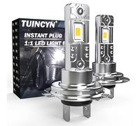 TUINCYN H7 LED Headlight Bulbs 55W 6500K, 1:1 Mini Size Super Bright CSP Chip Cool White 12000LM Low Beam Headlight Conversion Kit Plug and Play LED Fog Light Bulb, Pack of 2, Copper,White