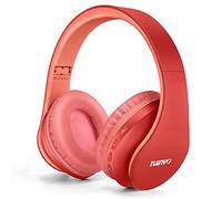 TUINYO Wireless Headphones Over Ear, Bluetooth Headphones with Microphone, Foldable Stereo Wireless Headset- (RED)