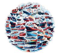 TUIOBUN 50PCS Cargo Ship Stickers for Laptop,Bumper,Scrapbook,Skateboard,Water Bottle,Helmet,Luggage,Guitar,Bike,Cute Cartoon Boat Stickers,Waterproof Vinyl Decals,Gift for Teens Children Adults Kids