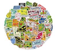 TUIOBUN 50PCS Country Map Stickers for Water Bottle,Bumper,Computer,Skateboard Bicycle,Notebook,Luggage,Cartoon Retro World Travel Map Vinyl Sticker,Girls Teens Adult Decal,Aesthetic Graffiti Decals
