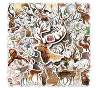 TUIOBUN 50PCS Deer Stickers for Car,Helmet,Skateboard,Water Bottle, Laptop,Bike,Cup,Guitar,Computer,Scrapbook,Luggage,Cute Animal Waterproof Stickers,Cartoon Decals,Gift for Adults Girls Boys