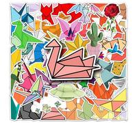 TUIOBUN 50PCS Origami Stickers for Computer,Car,Phone,Scrapbook,Helmet,Water Bottle,Laptop, Skateboard,Luggage,Cute Origami Animal Vinyl Sticker,Adults Children Gift,Kawaii Aesthetic Graffiti Decals