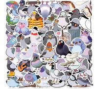 TUIOBUN 50PCS Pigeon Stickers for Water Bottle,Computer,Car,Helmet, Laptop,Skateboard,Bike,Scrapbook,Luggage,Guitar,Cute Bird Sticker, Waterproof Vinyl Animal Sticker,Gift for Adults Children Boys