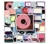 TUIOBUN 50PCS Record Player Stickers for Skateboard,Water Bottle,Scrapbook,Car,Helmet,Luggage,Guitar,Computer,Laptop,Bike,Cup,Waterproof Vinyl Music Decals,Gift for Adults Boys Girls Teens