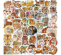 TUIOBUN 50Pcs Tiger Stickers for Car,Helmet,Water Bottle,Laptop,Skateboard,Bike,Computer, Luggage,Scrapbook,Waterproof Vinyl Animal Sticker,Boys Children Adults Gift,Cartoon Cute Graffiti Decals
