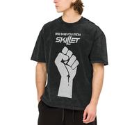 TUIOFET Men's Women's Skillet-Band Vintage Oversized T-Shirts for Casual Short Sleeve Crew Neck Tops Black XL