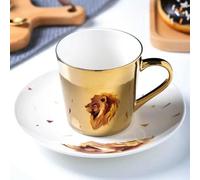 TUITA Reflection Ceramic Coffee Set Mirror Cup with Spoon Creative Refraction Reflection Electroplating Mirror Cup