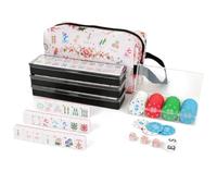 Tuizimy American Mahjong Set, 160 Pink 1.2" Engraved Mahjong Tiles | 80 Value-Marked Scoring Chips, 4 Tile Storage Cases, Accessory Box, Matching Mahjong Bag, Instruction Manual