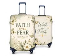 Tuizumy Christian Faith Luggage Cover for Suitcases, Inspirational Travel Suitcase Protector for Women, Floral Butterfly Elastic Washable Cover, Fits 18-32 Inch Luggage, Sage Green, XL (for 29--32