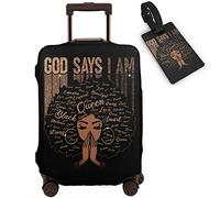 Tuizumy Travel Suitcase Protector African American Girl Elastic Protective Washable Luggage Cover With Concealed Zipper Suitable For 18-32 Inch, Color-3, M (for 22--24 inch luggage)