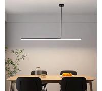 TUJJTU Modern Black Kitchen Island Pendant Light,Dimmable Led Ceiling Pendant Lamp Fixture,Height Adjustable Linear Dining Table Chandelier,for Dining Rooms,Cafés,Kitchens,Bedrooms (Black, 100cm)