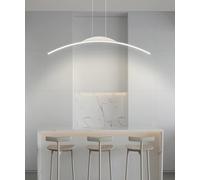 TUJJTU Modern LED Pendant Lamp 100cm Curved Pendant Light Dimmable Hanging Light with Remote Control Height Adjustable Dining Hanging Light White Acrylic Lighting for Kitchen Bar Office (White, 80cm)
