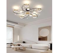 TUJJTU Modern Minimalism Ceiling Lighting Flower Shaped Dimmable LED Flush Mount Ceiling Light Gold Acrylic Ceiling Lamp with Remote Control Stepless Dimmable 3000k-6000k Light Fixture (10 Heads)