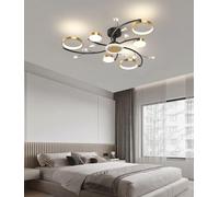 TUJJTU Modern Minimalism Ceiling Lighting Flower Shaped Dimmable LED Flush Mount Ceiling Light Gold Acrylic Ceiling Lamp with Remote Control Stepless Dimmable 3000k-6000k Light Fixture (6 Heads)