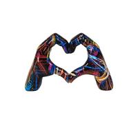 TUJOBA Colorful Graffiti Love Gesture Ornament - Modern Heart Hand Sculpture for Tabletop Decor