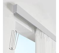 TUJOBA Curtain Track Modern Two-in-One Curtain Single Rail Cuttable, Quiet Sliding Curtain Rod Divider with Curtain Pelmet, Ceiling Curtain Pole Set for Bedroom (Color : White, Size : 2m(6.6ft))