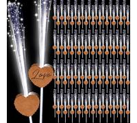 Tujoe 100 Pcs Wedding Sparklers Heart Shaped LED Glow Sticks Fiber Optic Wands Light up Wand with 3 Light Mode for Wedding Bridal Shower Birthday Glow in the Dark Party Supplies (Brown)