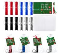 Tujoe 12 Set Christmas Christ Gift LED Flashlight Keychains with Card Mini Light of the World Set Employee Coworkers Men Gift Bulk for Christmas Christian Adult Party Favors