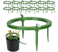Tujoe 12 Set Water Ring 3 Leg Support Drip Emitter Drip Ring with 1/8 Inch Barbed Inlet Fitting Removable Stakes for Grow Media Irrigation System Rain Watering Tree Plants, Green (5 Inch)
