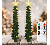 Tujoe 2 Pcs Green Christmas Tree LED Flameless Taper Candles with Remote | Green Christmas Decor, Battery Operated, Flickering 3D Wick, Holiday Centerpiece Mantel Dinner Decorations