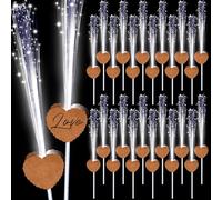 Tujoe 24 Pcs Wedding Sparklers Heart Shaped LED Glow Sticks Fiber Optic Wands Light up Wand with 3 Light Mode for Wedding Bridal Shower Birthday Glow in the Dark Party Supplies (Brown)
