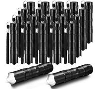 Tujoe 36 Pcs Mini Flashlights Bulk Bright Aluminum LED Handheld Torches with Lanyard Small LED Flashlights for Night Reading Emergency Hurricane Camping Hiking Halloween Party Favors(Black)