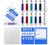 Tujoe 36Pcs/12 Set Father's Day Gifts Bulk Best Dad Ever for Men Daddy from Son Daughter Including 12 LED Flashlight Keychains 12 Best Dad Ever Cards 12 Bags for Fathers Day Gift