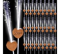 Tujoe 50 Pcs Wedding Sparklers Heart Shaped LED Glow Sticks Fiber Optic Wands Light up Wand with 3 Light Mode for Wedding Bridal Shower Birthday Glow in the Dark Party Supplies (Brown)