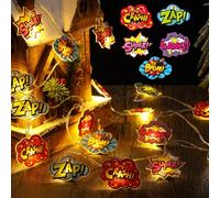 Tujoe Hero Party Decorations Hero String Lights 20 LED 10 ft Comic Action Hanging Garland Decorations Battery Operated for Birthday Baby Shower Room Wall Decor