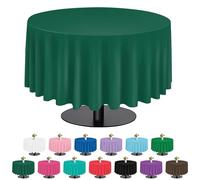 tujol Dark Green 6 Pack Plastic Table Cloth 84", Disposable Round Tablecloth Table Cover, Plastic Tablecloths for Parties