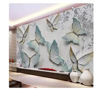 TUJU Custom Large Size Wallpaper 3D Butterfly Stereoscopic Embossed Mural Paper TV Background Wall Living Room Decor Home Improvement*400cmx280cm(157.4x110.2inch)