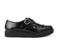 TUK Footwear Mens Womens Pointed Creeper Black Leather Monk Buckle Shoes
