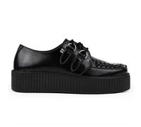 TUK Footwear Mens Womens Viva High Creeper Black Leather Lace-Up Goth Shoes