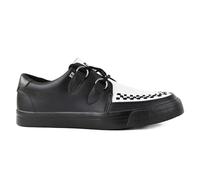 TUK Footwear Unisex Pointed Creeper Sneaker - Leather Goth Platform Shoes with Skull & Bones Sole Black White