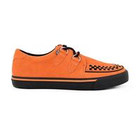 TUK Footwear Unisex Pointed Creeper Sneaker - Leather Goth Platform Shoes with Skull & Bones Sole Orange