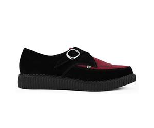 TUK Footwear Unisex Pointed Creepers - Leather Monk Strap Goth Platform Shoes