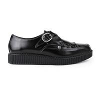 TUK Footwear Unisex Pointed Creepers - Leather Monk Strap Goth Platform Shoes Black