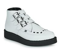 TUK Mid Boots POINTED CREEPER 3 BUCKLE BOOT in White 3 / 4