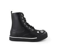 TUK Women’s Kitty Combat Boot - Black Vegan Leather Lace-Up Sneaker Boot with Cat Toe Design