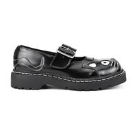 TUK Women’s Mary Jane Kitty Leather Platform Shoes - Goth Buckle Strap Chunky Anarchic Sole Black