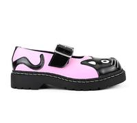 TUK Women’s Mary Jane Kitty Leather Platform Shoes - Goth Buckle Strap Chunky Anarchic Sole Pink