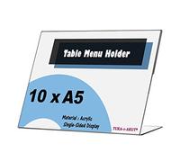TUKA 10x A5 Landscape Acrylic Display Stands Sign Holder, Clear Counter Top Poster Holder, Desk Menu Holder, Table Card Holder, Photo Frame & Ad Frame, Single-Sided Information Stand, TKD8201-A5-10x
