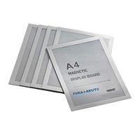 TUKA-i-AKUT 5pcs A4 Magnetic Display Frame with Self-Adhesive Backing, Document Sleeves Magnetic Frame Self Adhesive for POS, Sign, Notices, Photos. Quick Insert Exchange, Silver Color TKD8400-A4-5x