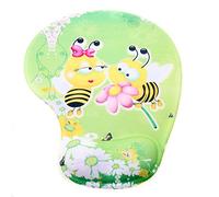 TUKA Mouse Pad with Designed Cute Cartoon Animals, Anti-Fatigue Mice Pad with Comfortable Gel filled Wrist Rest Gel Support, Ergonimic Mouse Mat Wrist Support Pad, TKC5100 twobees