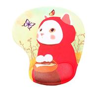 TUKA Mouse Pad with Designed Cute Cartoon Animals, Anti-Fatigue Mice Pad with Comfortable Gel filled Wrist Rest Gel Support, Ergonimic Mouse Mat Wrist Support Pad, TKC5100 redcat