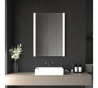 TUKAILAi Bathroom Mirror with LED Lights 50 x 70cm Wall Mounted Light up Vanity Mirror Dressing Shaving Make Up Wall Mirror Touch Button 3 Colour Light for Bedroom Hallway