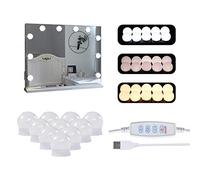 TUKAILAi Vanity Mirror Lights Stick on Kits Hollywood Style Makeup Mirror Lights with USB Power Cord, 10 Dimmable Bulbs 3 Color Modes for Dressing Table, Bathroom, Bedroom, Gifts