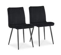 TUKAILAi Velvet Dining Chairs Set of 2 Upholstered Kitchen Counter Chairs with Backrest and Sturdy Metal Legs, Lounge Chair for Home Dining Living Room Bedroom Restaurant 0320 black 35*46*83 cm